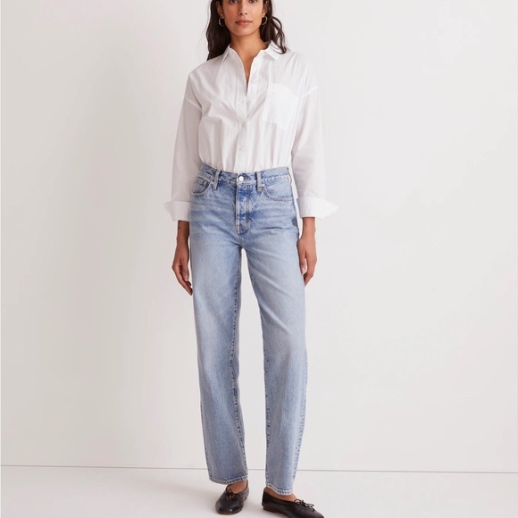 Madewell Low Slung Straight Jeans Women Size 32 Light Wash Casual Loose Classic - Picture 4 of 10